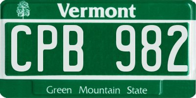 VT license plate CPB982