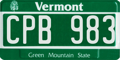 VT license plate CPB983