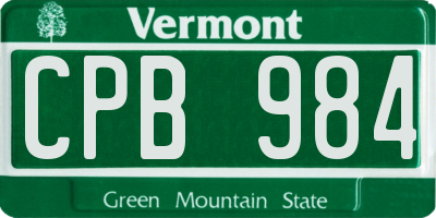 VT license plate CPB984