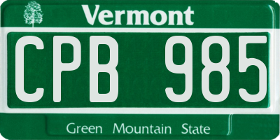 VT license plate CPB985