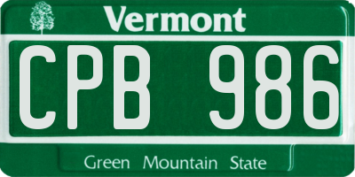 VT license plate CPB986