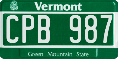 VT license plate CPB987