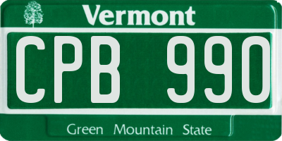 VT license plate CPB990
