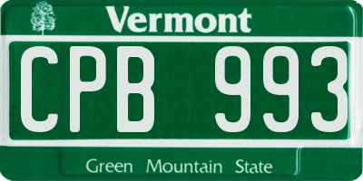 VT license plate CPB993