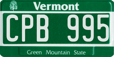 VT license plate CPB995