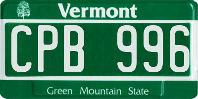VT license plate CPB996