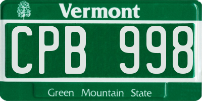 VT license plate CPB998