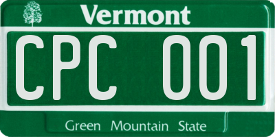 VT license plate CPC001