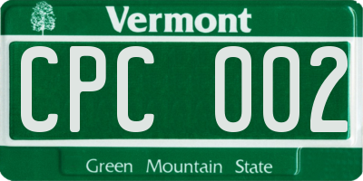 VT license plate CPC002