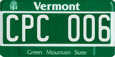VT license plate CPC006