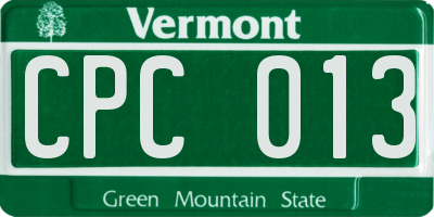 VT license plate CPC013