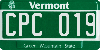 VT license plate CPC019