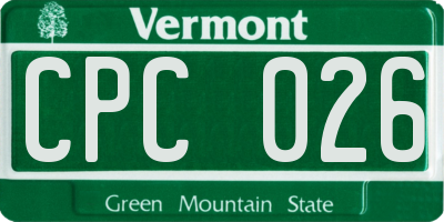 VT license plate CPC026