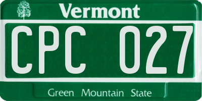 VT license plate CPC027