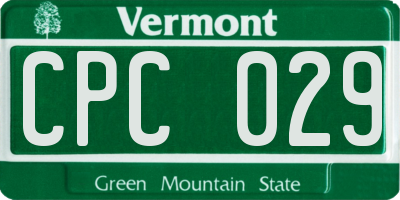 VT license plate CPC029