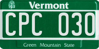 VT license plate CPC030