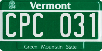 VT license plate CPC031