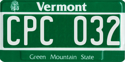 VT license plate CPC032