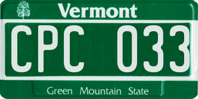 VT license plate CPC033