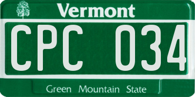 VT license plate CPC034