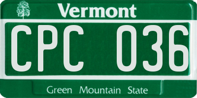 VT license plate CPC036