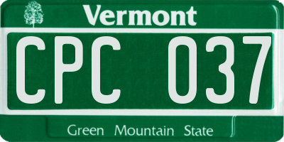 VT license plate CPC037