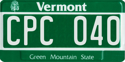 VT license plate CPC040