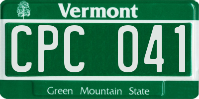 VT license plate CPC041