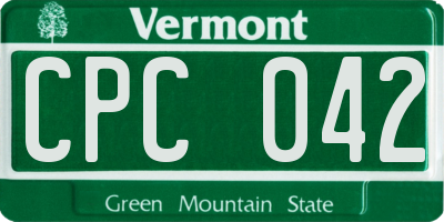 VT license plate CPC042