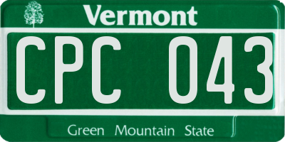 VT license plate CPC043