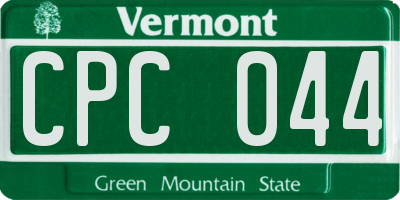 VT license plate CPC044