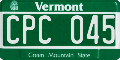 VT license plate CPC045