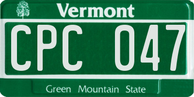 VT license plate CPC047