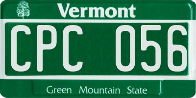 VT license plate CPC056