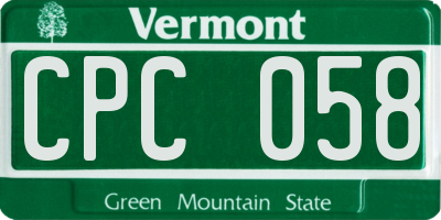 VT license plate CPC058