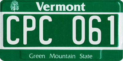 VT license plate CPC061
