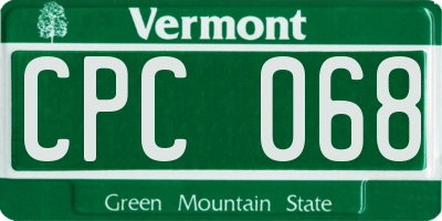 VT license plate CPC068