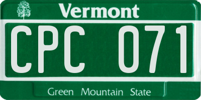 VT license plate CPC071