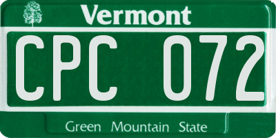 VT license plate CPC072