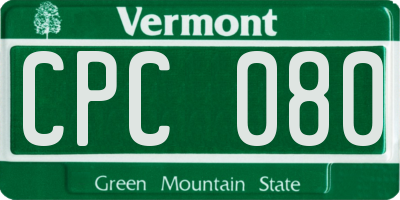 VT license plate CPC080