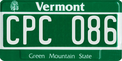 VT license plate CPC086
