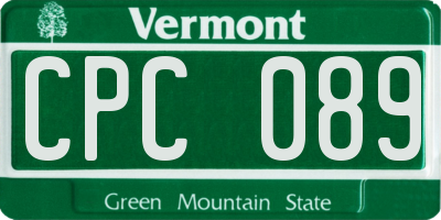 VT license plate CPC089