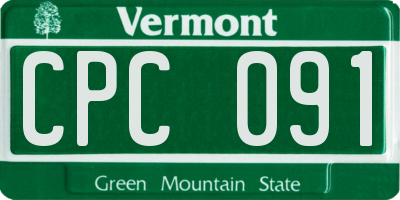 VT license plate CPC091