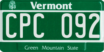 VT license plate CPC092