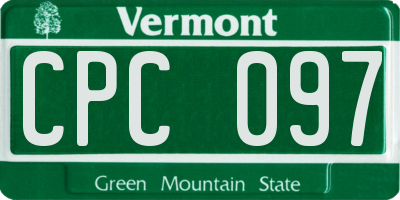 VT license plate CPC097