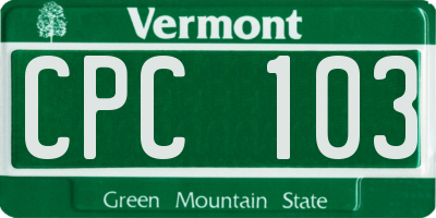 VT license plate CPC103