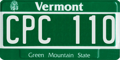 VT license plate CPC110