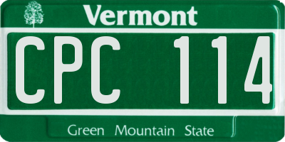 VT license plate CPC114
