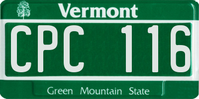 VT license plate CPC116