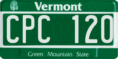 VT license plate CPC120
